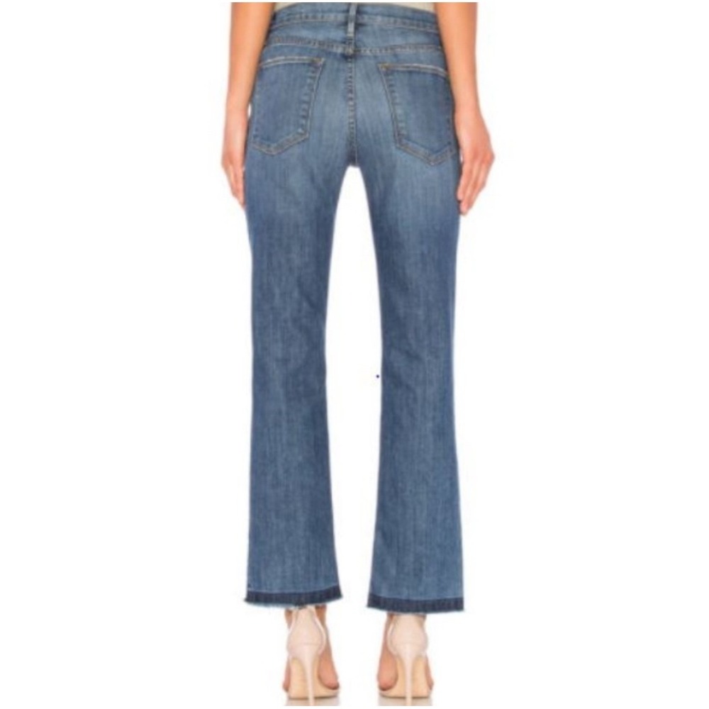 FRAME Le Nouveau Straight Jeans Women Size29 Blue Wash High Rise Split Raw Hem - Picture 2 of 12